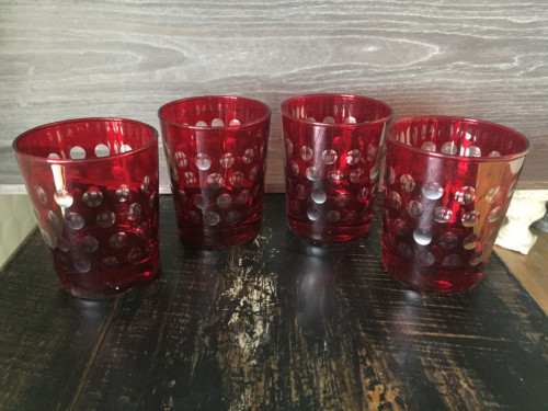 Verres à whisky rouges set de 4