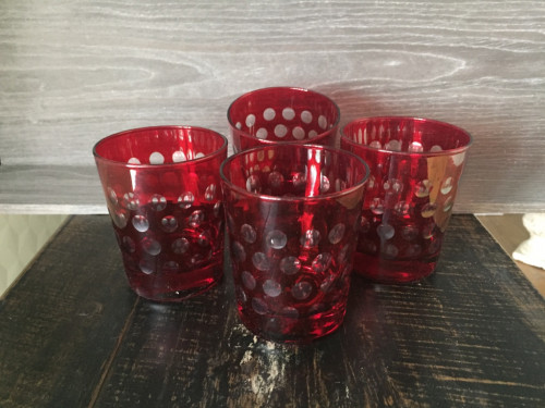 Verres à whisky rouges set de 4