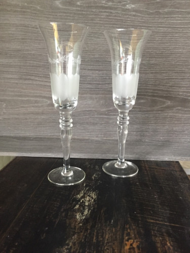 Flûtes à champagne en verre gravées set de 4