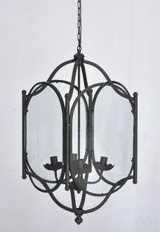 Lanterne entree ,vestibule fer forge noir 4 feux