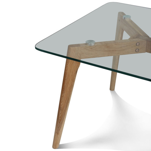 Table basse verre et bois scandinave 110x60cm