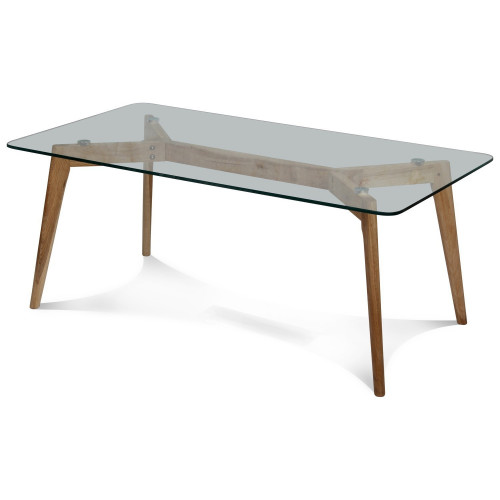 Table basse verre et bois scandinave 110x60cm