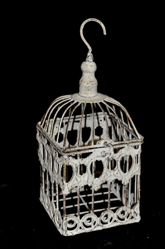 Belle cage décorative en fer forgé patinée
