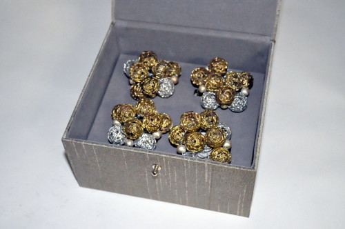Coffret Ronds de serviettes bulles or et argent