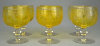 Set de 6 verres moyen age jaunes - Demeure et Jardin