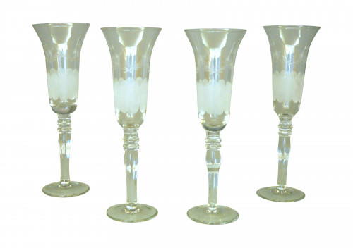 Flûtes à champagne en verre gravées set de 4