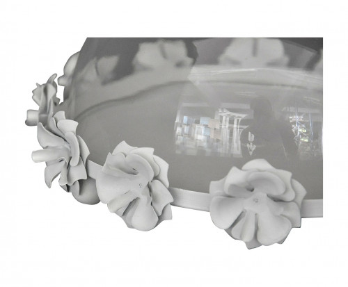 Cloche à Gâteau cloche a fromage fleurs blanches