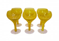 6 verres style boheme jaunes