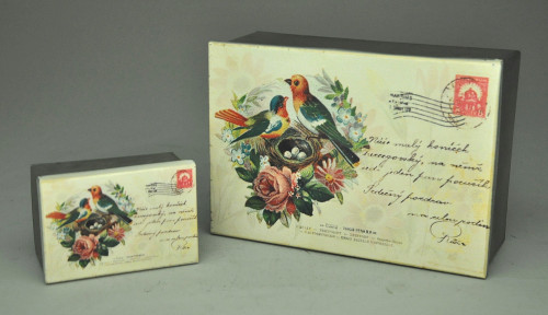 Boîte tole carte postale rétro