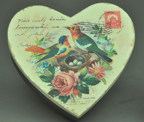 Boite carte postale coeur en tole