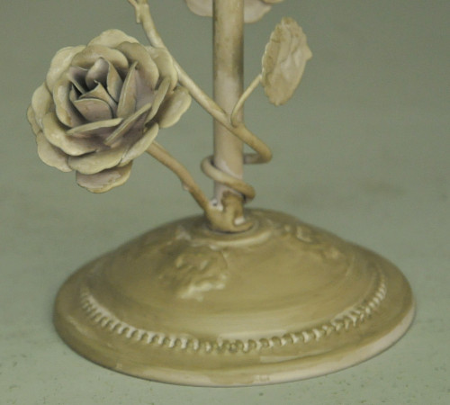 Bougeoir roses en metal  deco de table fleurs