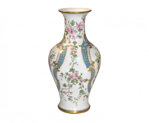 Grand Vase floral en porcelaine