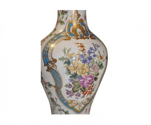 Grand Vase floral en porcelaine