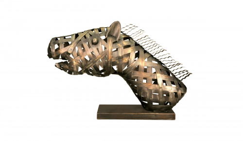 statue tete de cheval moderne fer forge tressee