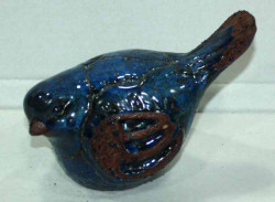 Oiseau craquelé Bleu en Céramique