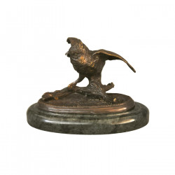 Oiseau en bronze sur base marbre vert