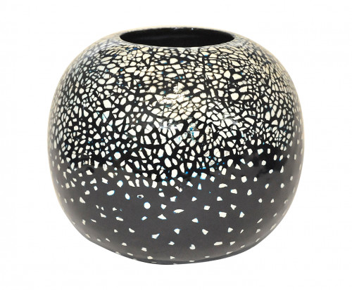 Vase design noir boule céramique laque noir