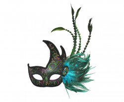 Masque Venitien demie lune vert à plumes