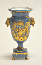 Paire d'urnes bleu et or style Empire