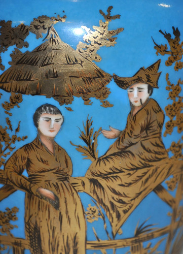 Paire d'urnes bleu et or style Empire