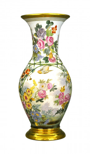 Vase porcelaine fleurs style 1900
