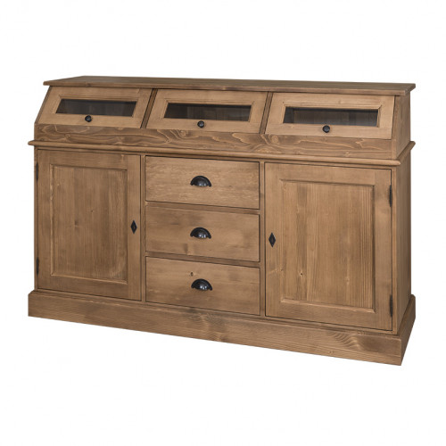 Buffet bas Grainetier en bois massif ROMANE - 158x50x100 cm