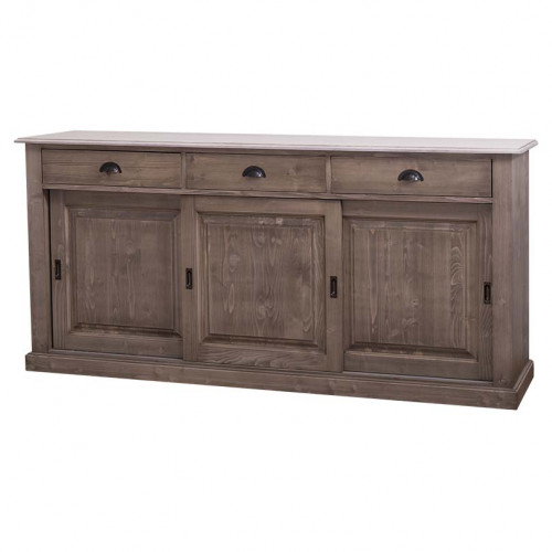 Buffet bas en bois massif ROMANE - 192x48x91 cm