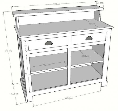 Comptoir Banque d'accueil en pin massif - 120x51x107 cm