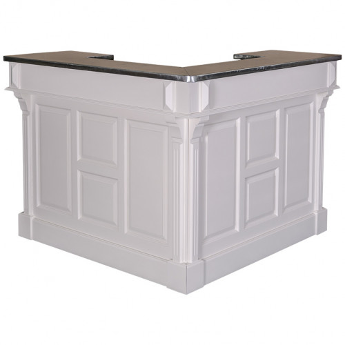 Comptoir Bar d'angle 140x140 cm en pin massif avec plateau en acier Zingué
