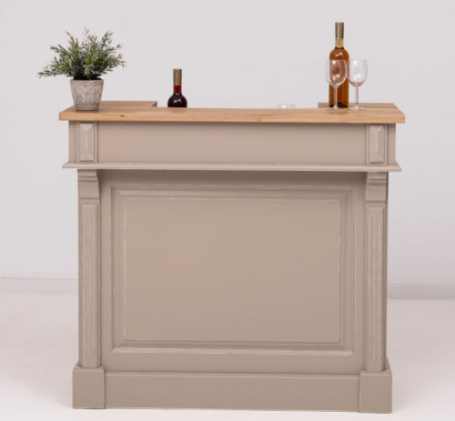 Comptoir Bar avec espace Bouteilles Plateau acier Zingué - 120x51x107cm