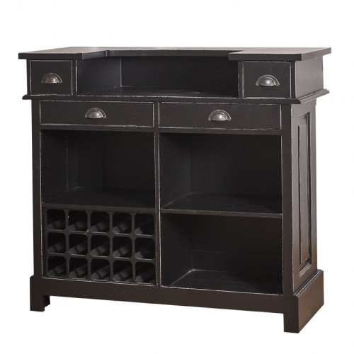Comptoir Bar avec espace Bouteilles Plateau acier Zingué - 120x51x107cm