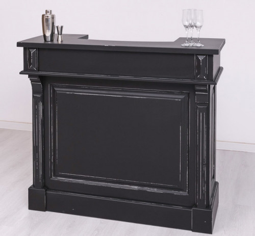 Comptoir Bar avec espace Bouteilles Plateau acier Zingué - 120x51x107cm