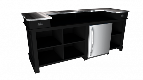 Comptoir bar 240 cm pour électroménager - Plateau en acier Zingué