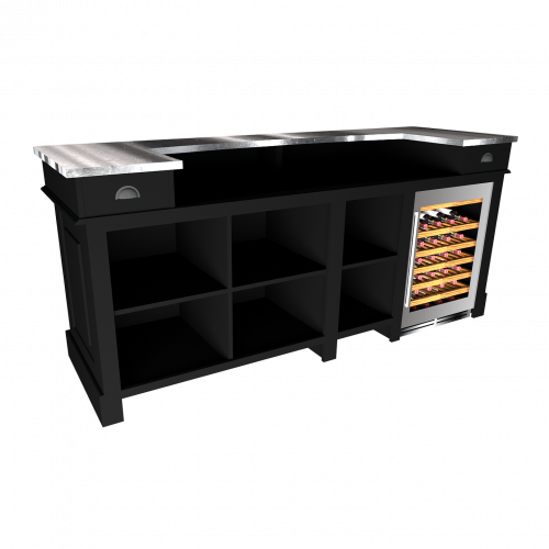 Comptoir bar 240 cm pour électroménager - Plateau en acier Zingué
