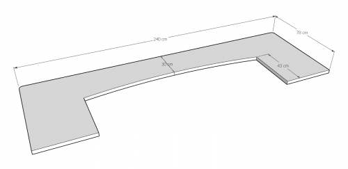 Comptoir bar 240 cm pour électroménager - Plateau en acier Zingué