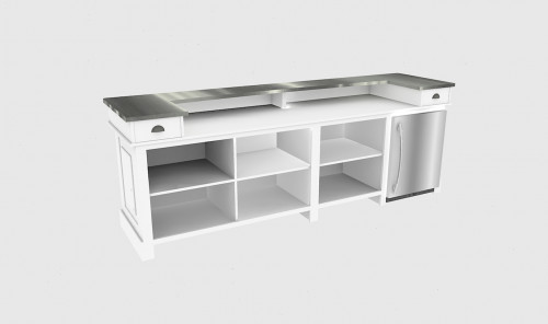 Comptoir Bar 300 cm pour électroménager - Plateau en acier Zingué