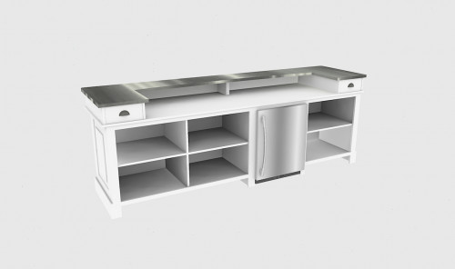 Comptoir Bar 300 cm pour électroménager - Plateau en acier Zingué