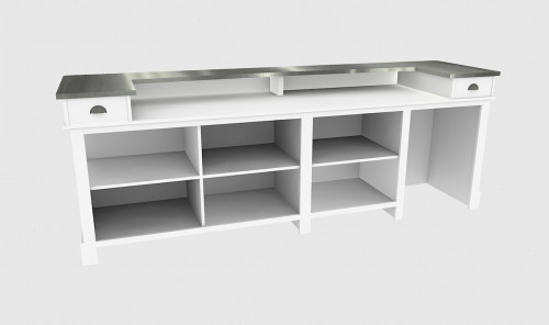 Comptoir Bar 300 cm pour électroménager - Plateau en acier Zingué