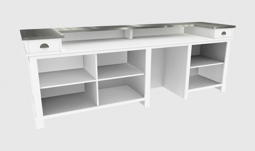Comptoir Bar 300 cm pour électroménager - Plateau en acier Zingué