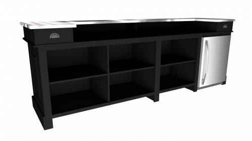 Comptoir Bar 300 cm pour électroménager - Plateau en acier Zingué