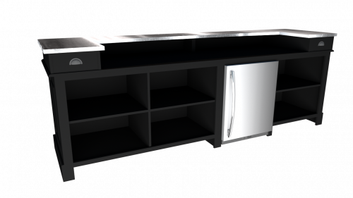 Comptoir Bar 300 cm pour électroménager - Plateau en acier Zingué