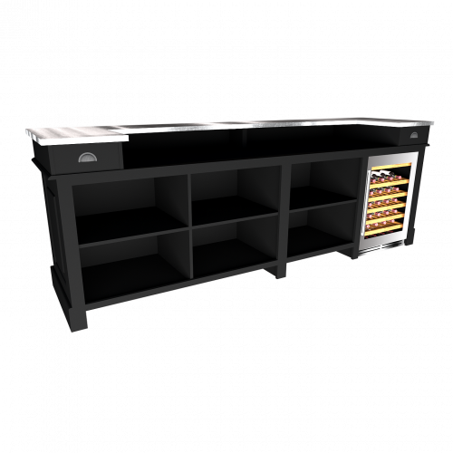 Comptoir Bar 300 cm pour électroménager - Plateau en acier Zingué