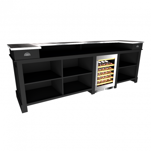 Comptoir Bar 300 cm pour électroménager - Plateau en acier Zingué