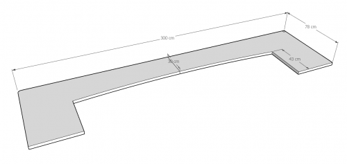 Comptoir Bar 300 cm pour électroménager - Plateau en acier Zingué