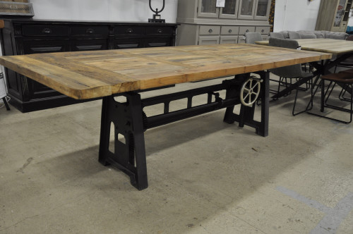 Pied de table industrielle à manivelle en fonte - 152x60