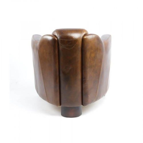 Fauteuil vintage en cuir Cigare - 69x79x68 cm