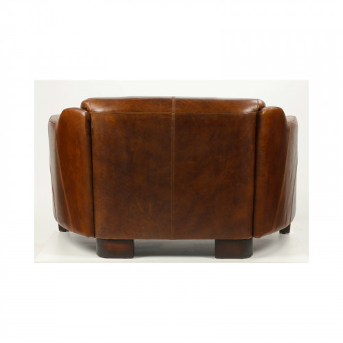 Canapé vintage en cuir cigare - 122x79x68 cm