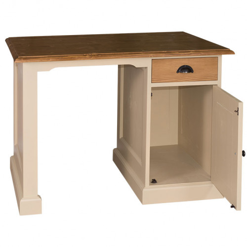 Bureau en bois massif avec 1 porte et 1 tiroir ROMANE | 110x70x78 cm