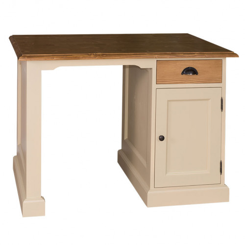 Bureau en bois massif avec 1 porte et 1 tiroir ROMANE | 110x70x78 cm