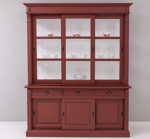 Buffet Vaisselier en bois Massif ROMANE - 180x51x220cm